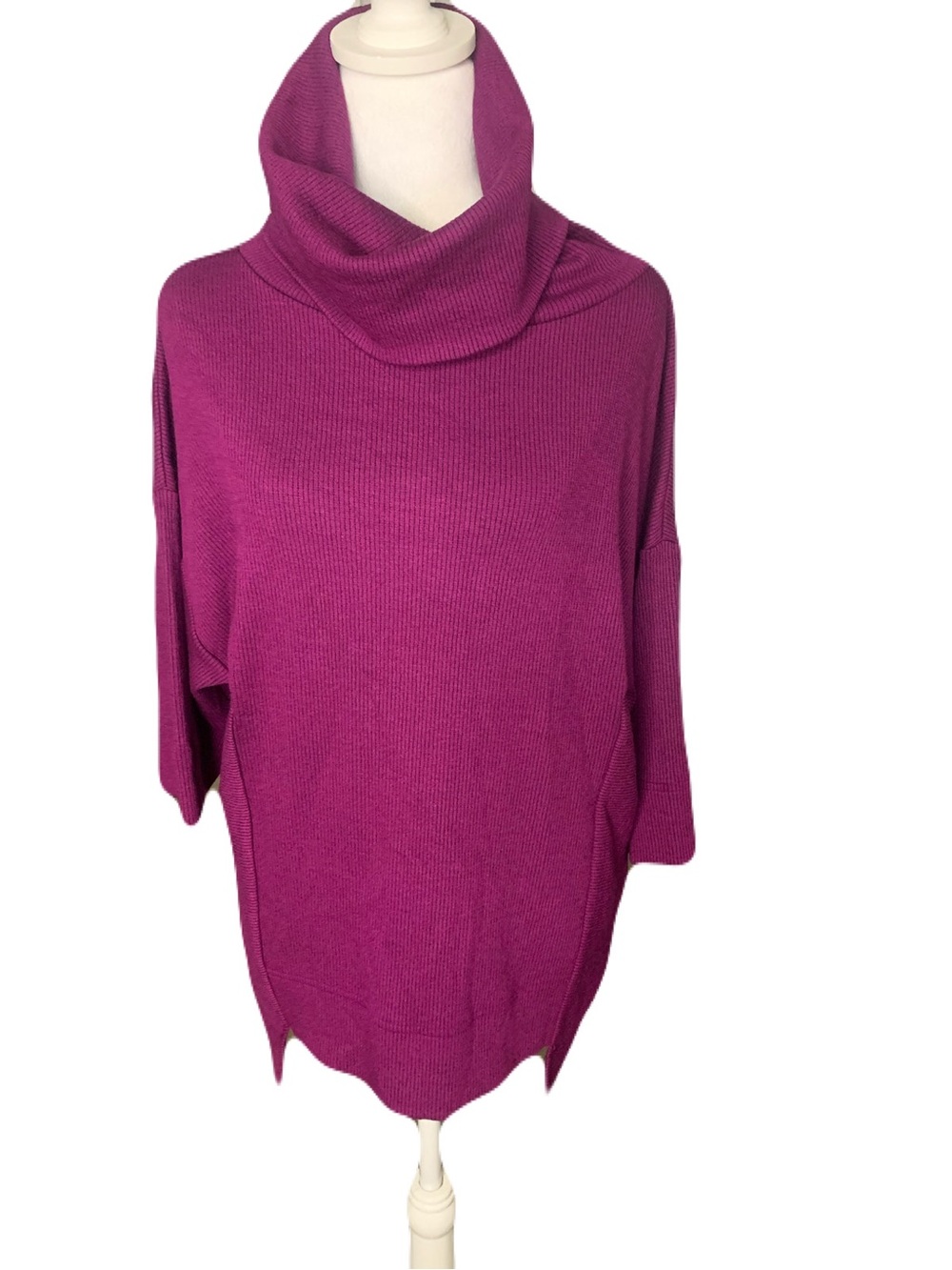 NEW Joseph Ribkoff Women’s Size 4 Dark Fuchsia Oversized Cowl Neck Sweater Top